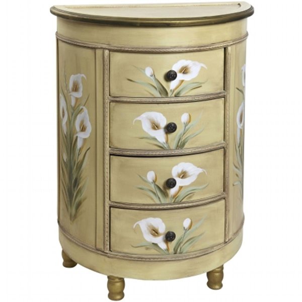 Gan Eden Antique Accessory Table With Calla Lily Floral Art GA664507